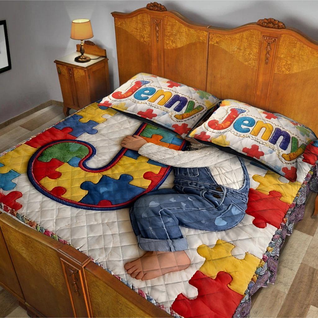 Autism Letter - Personalized Autism Awareness Quilt Set