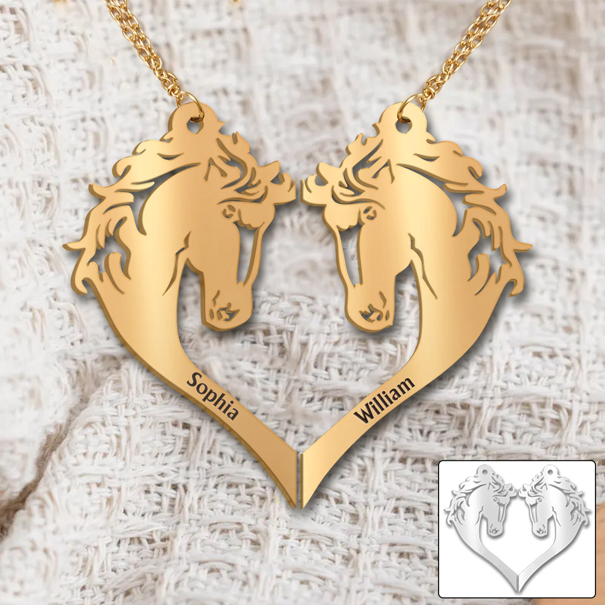 Toi et moi, on gère ! - Collier pendentif cheval personnalisé assorti