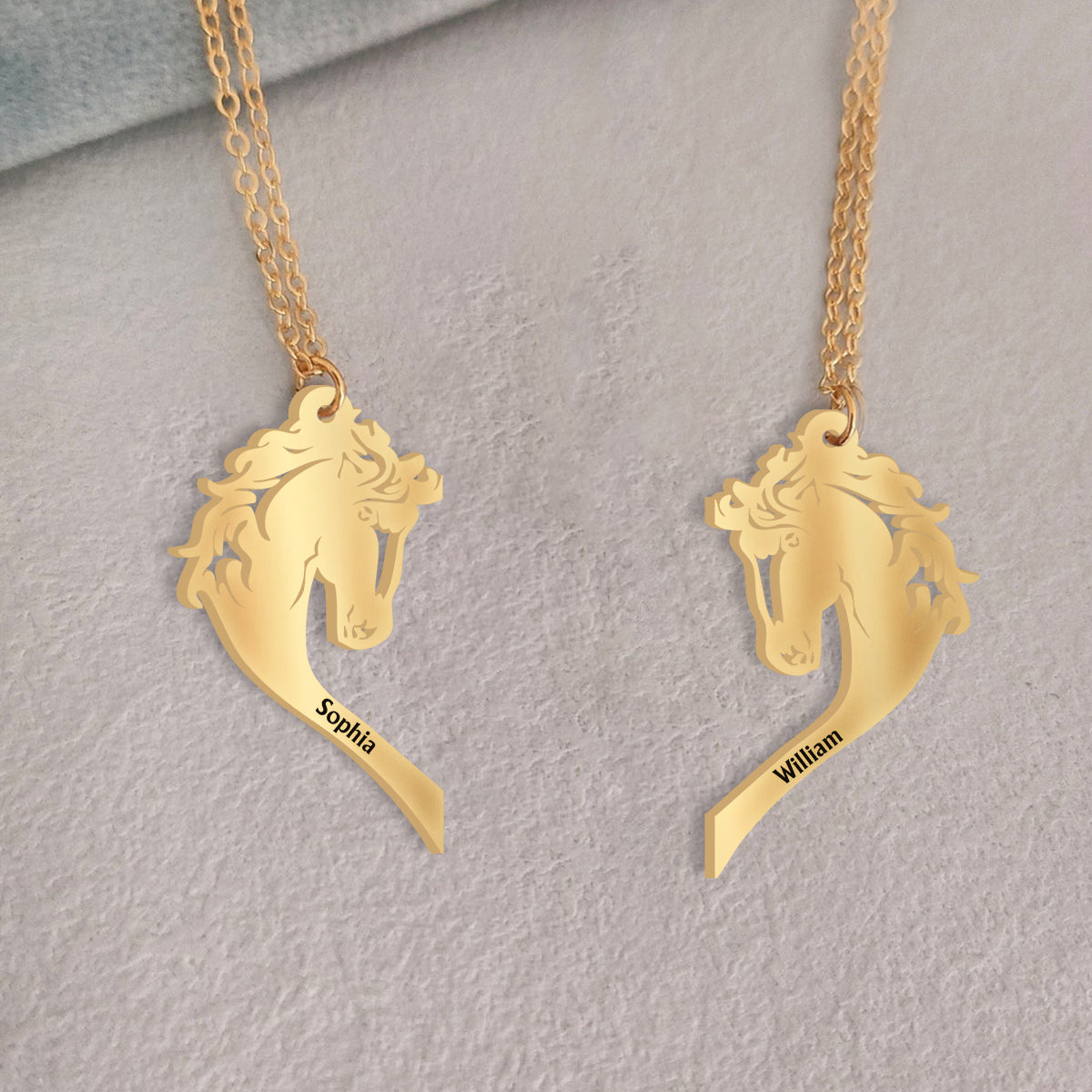 Toi et moi, on gère ! - Collier pendentif cheval personnalisé assorti