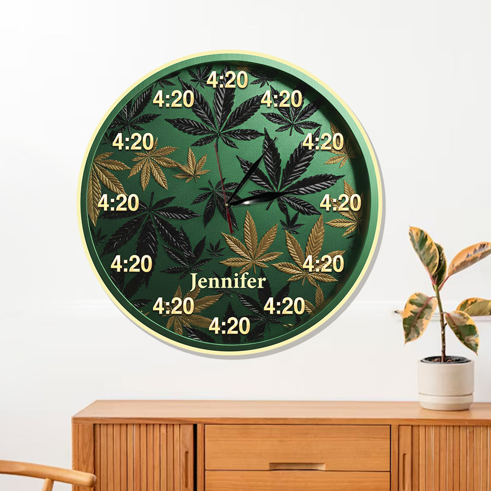 C'est toujours 420 ! - Horloge murale lumineuse LED personnalisée sur le thème du cannabis