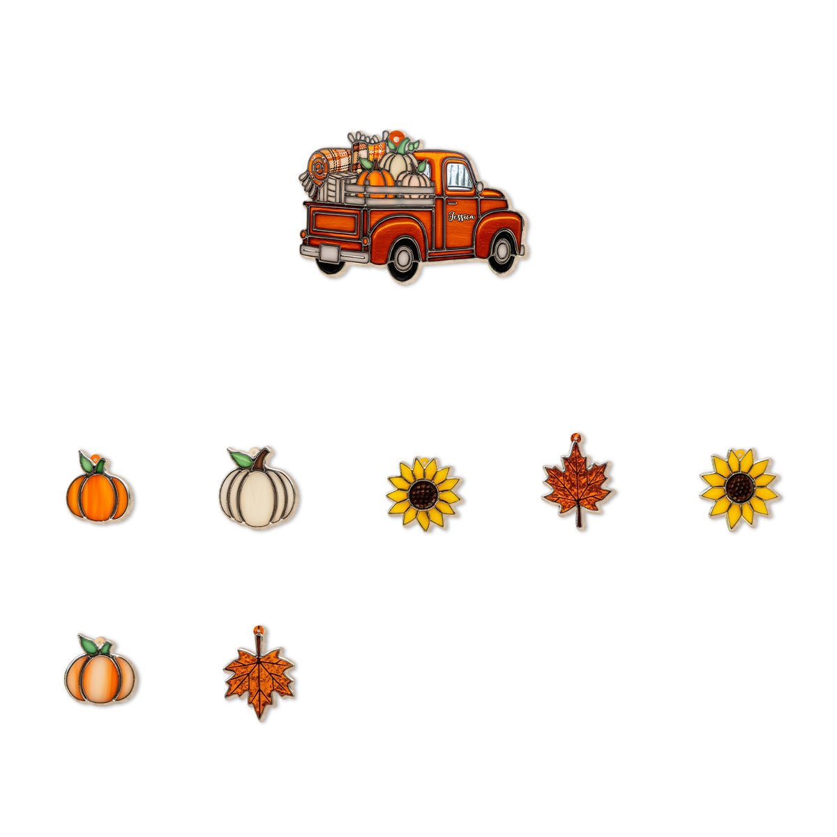 Carillon éolien d'automne personnalisé avec breloques - Camion d'automne