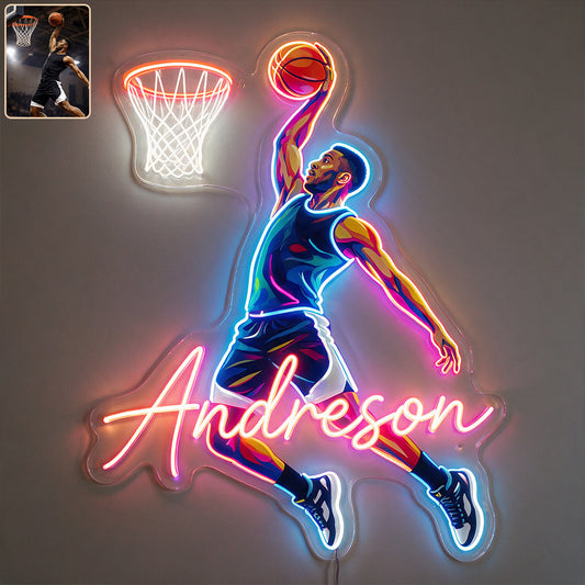 Personnalisé à partir de n'importe quelle photo - Enseigne lumineuse LED néon de basketball
