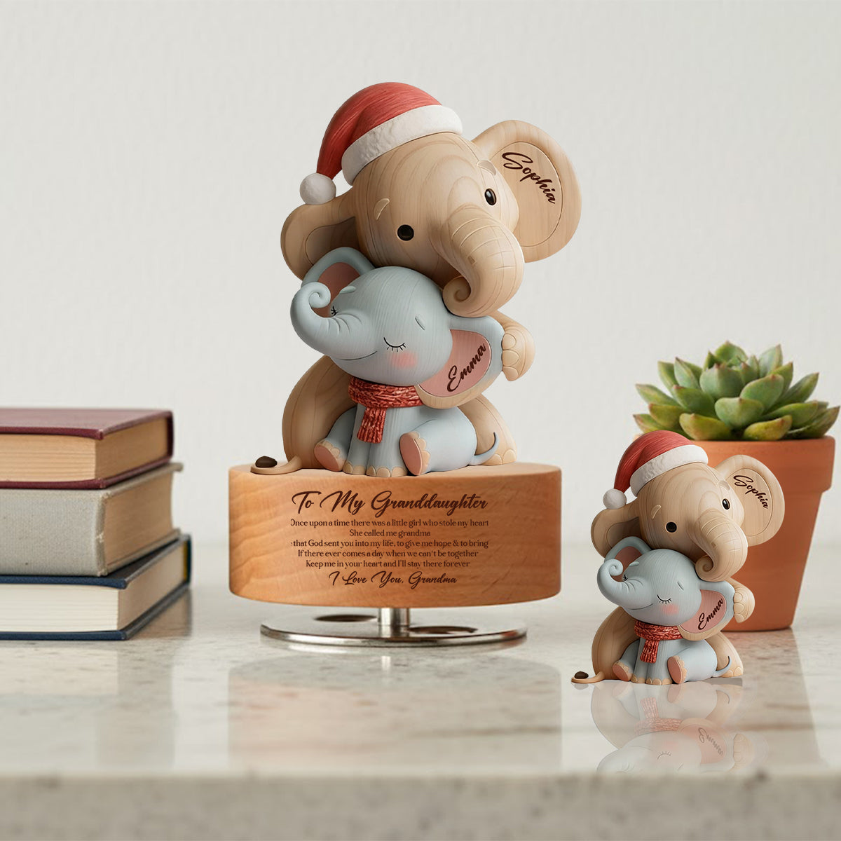 To My Granddaughter - Personalized Grandma Rotating Music Plaque