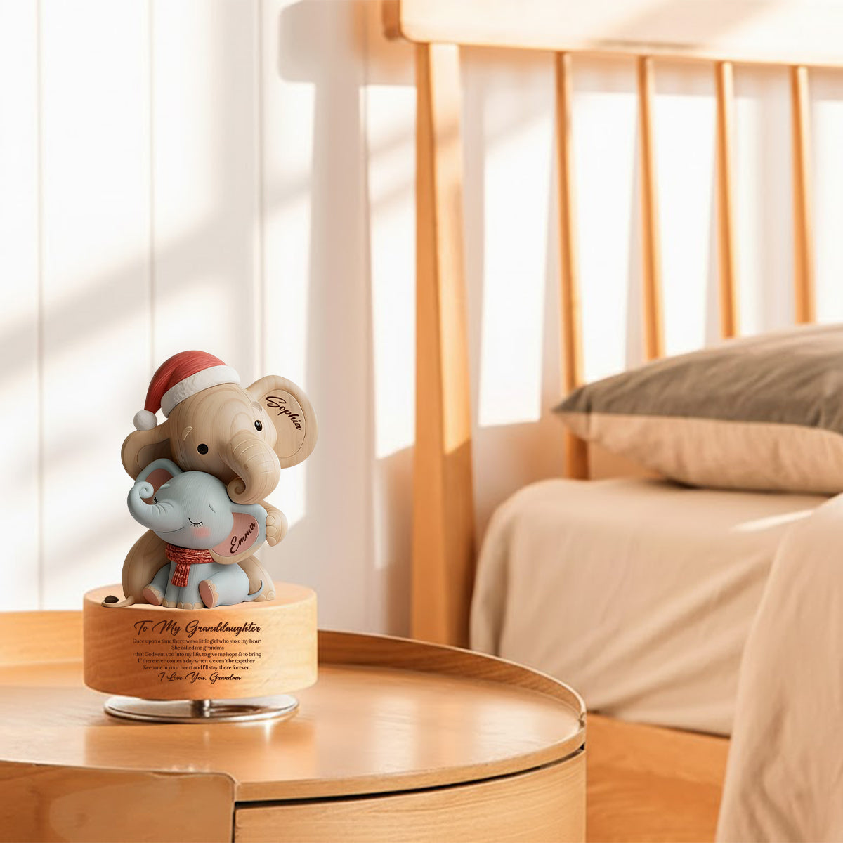 To My Granddaughter - Personalized Grandma Rotating Music Plaque