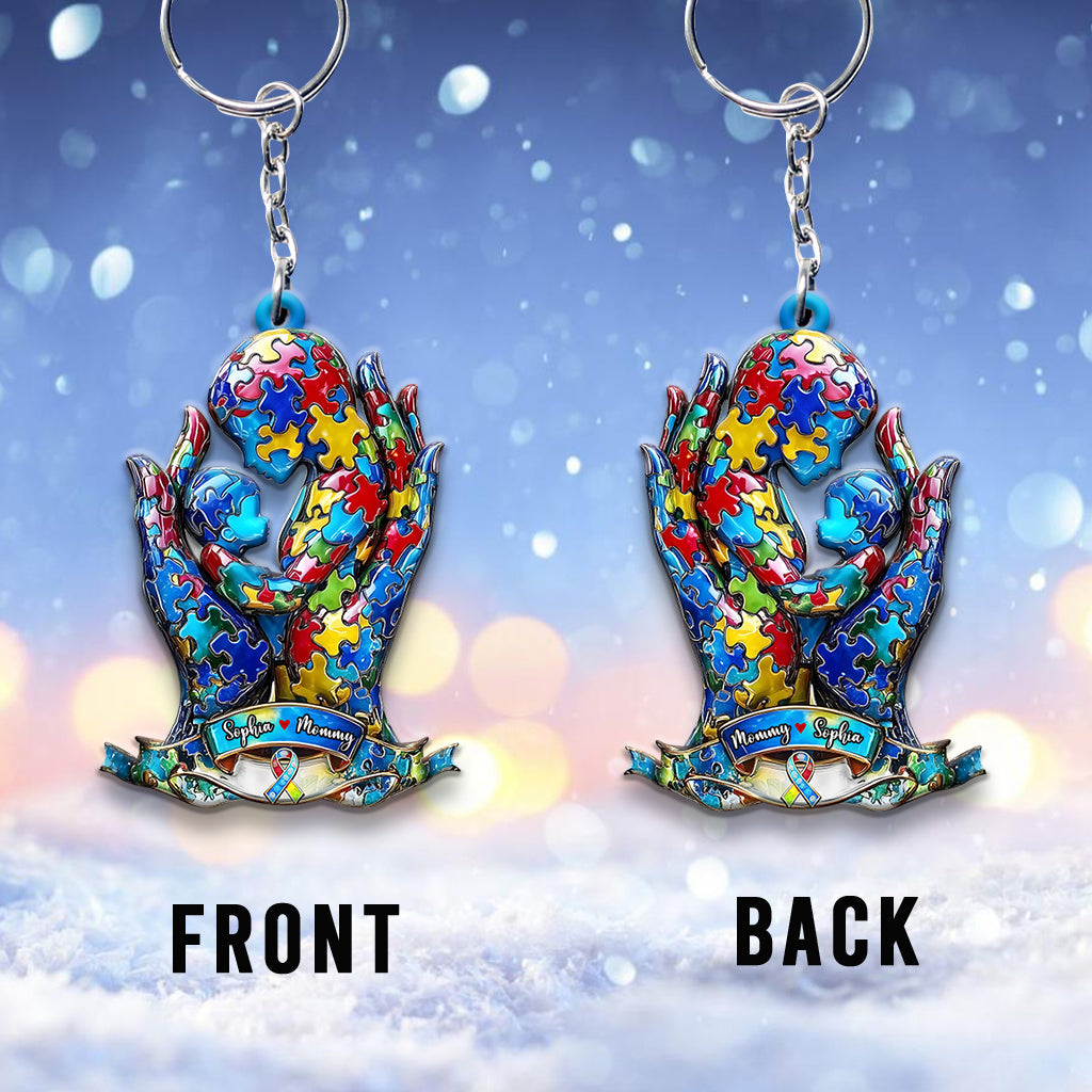 Mom And Kid - Personalized Autism Awareness Keychain