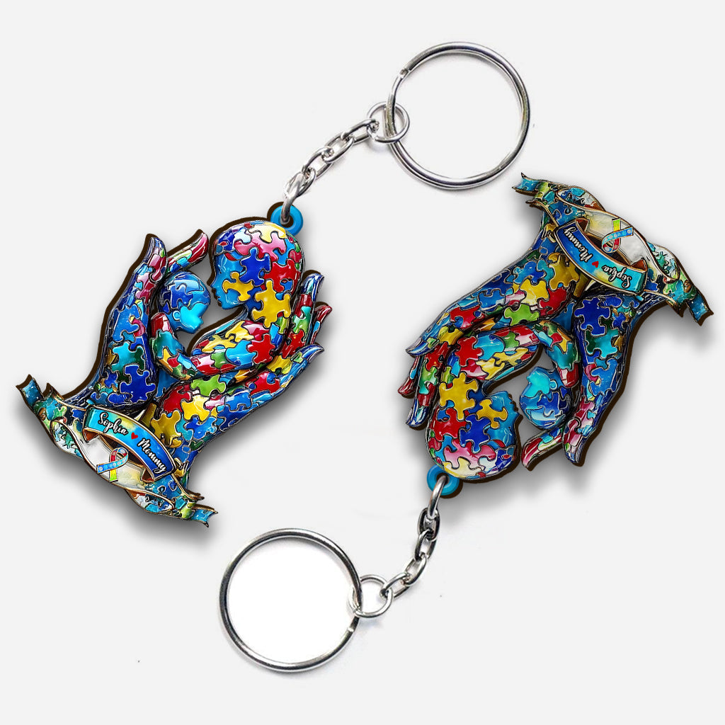 Mom And Kid - Personalized Autism Awareness Keychain