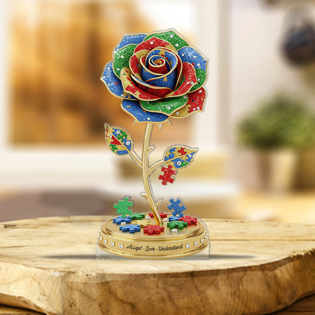 Accepter, aimer, comprendre - Plaque acrylique personnalisée pour la sensibilisation à l'autisme