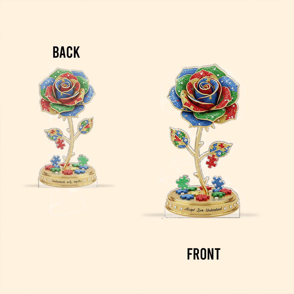 Accepter, aimer, comprendre - Plaque acrylique personnalisée pour la sensibilisation à l'autisme