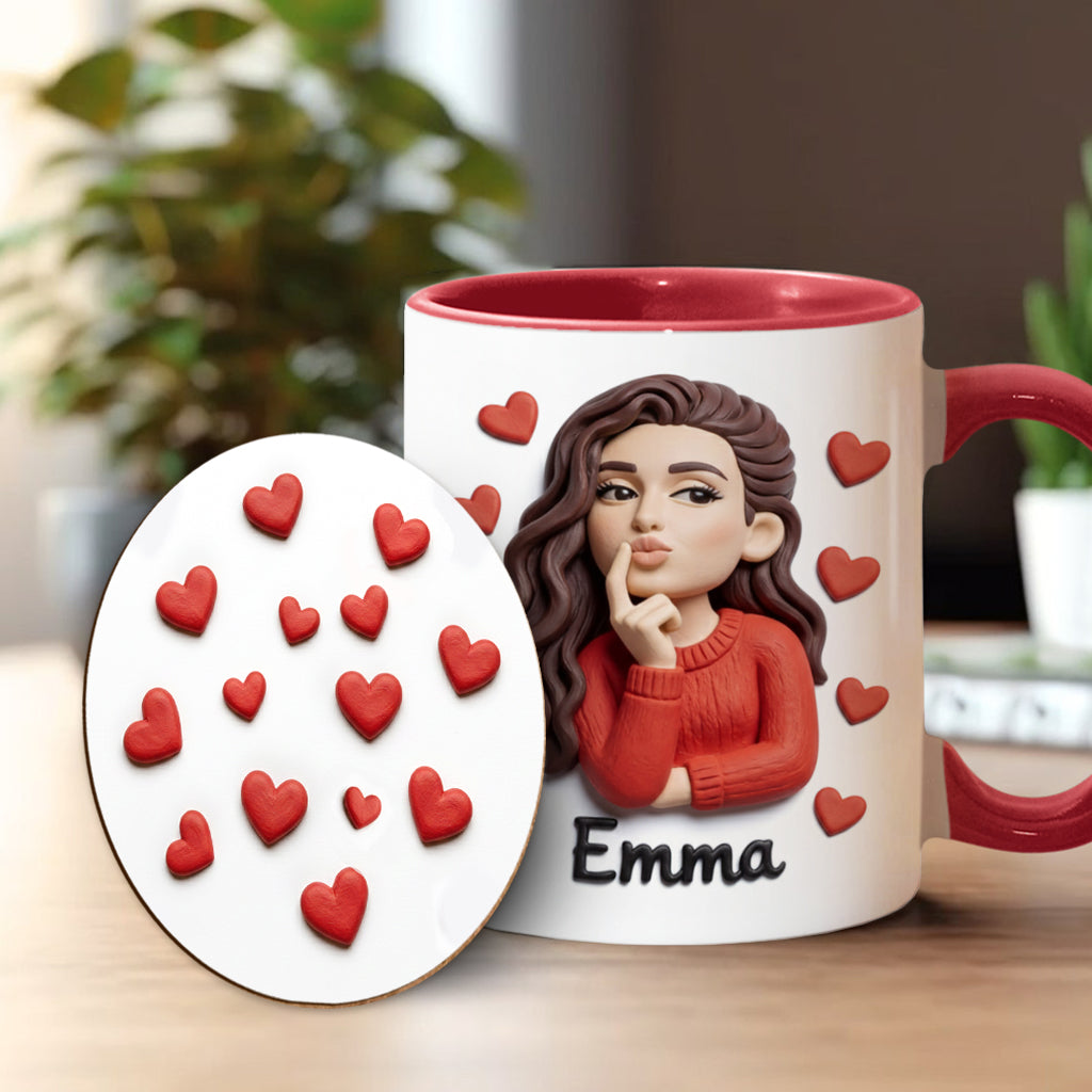 Cadeau idéal pour un couple, personnalisé à partir de n'importe quelle photo : tasse et sous-verre assortis.