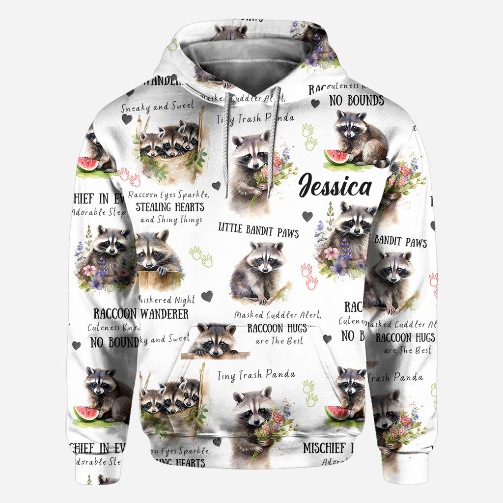 T-shirt personnalisé Little Pandit Paws avec motif raton laveur.