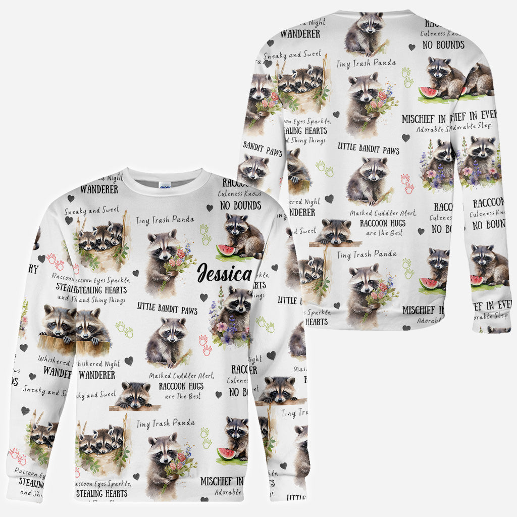 T-shirt personnalisé Little Pandit Paws avec motif raton laveur.