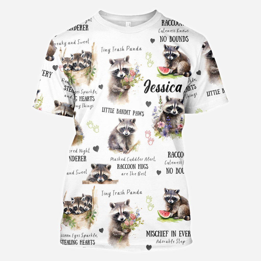 T-shirt personnalisé Little Pandit Paws avec motif raton laveur.