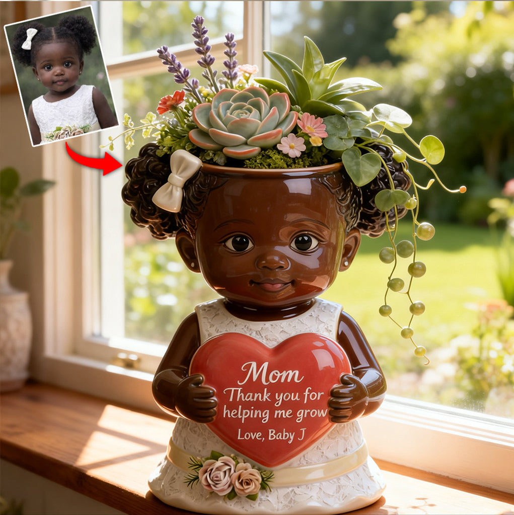 Thanks For Helping Me Grow - Personalized Mother Acrylic Pot