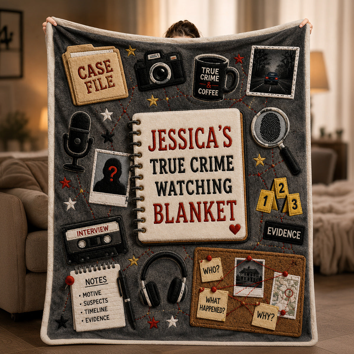 True Crime Watching Blanket - Personalized True Crime Blanket