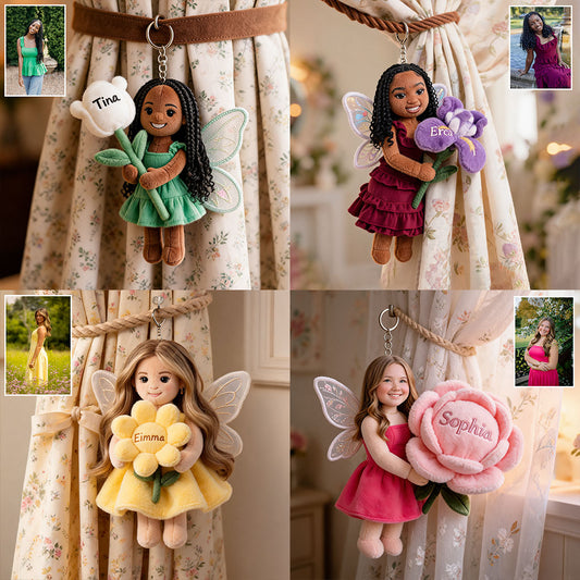 Porte-clés en peluche personnalisé - Petite fée photo personnalisée