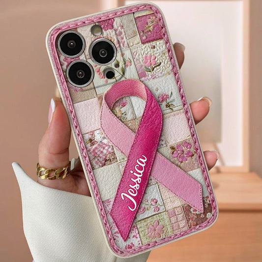 Sensibilisation au cancer du sein - Étui de téléphone en cuir personnalisé pour la sensibilisation au cancer du sein