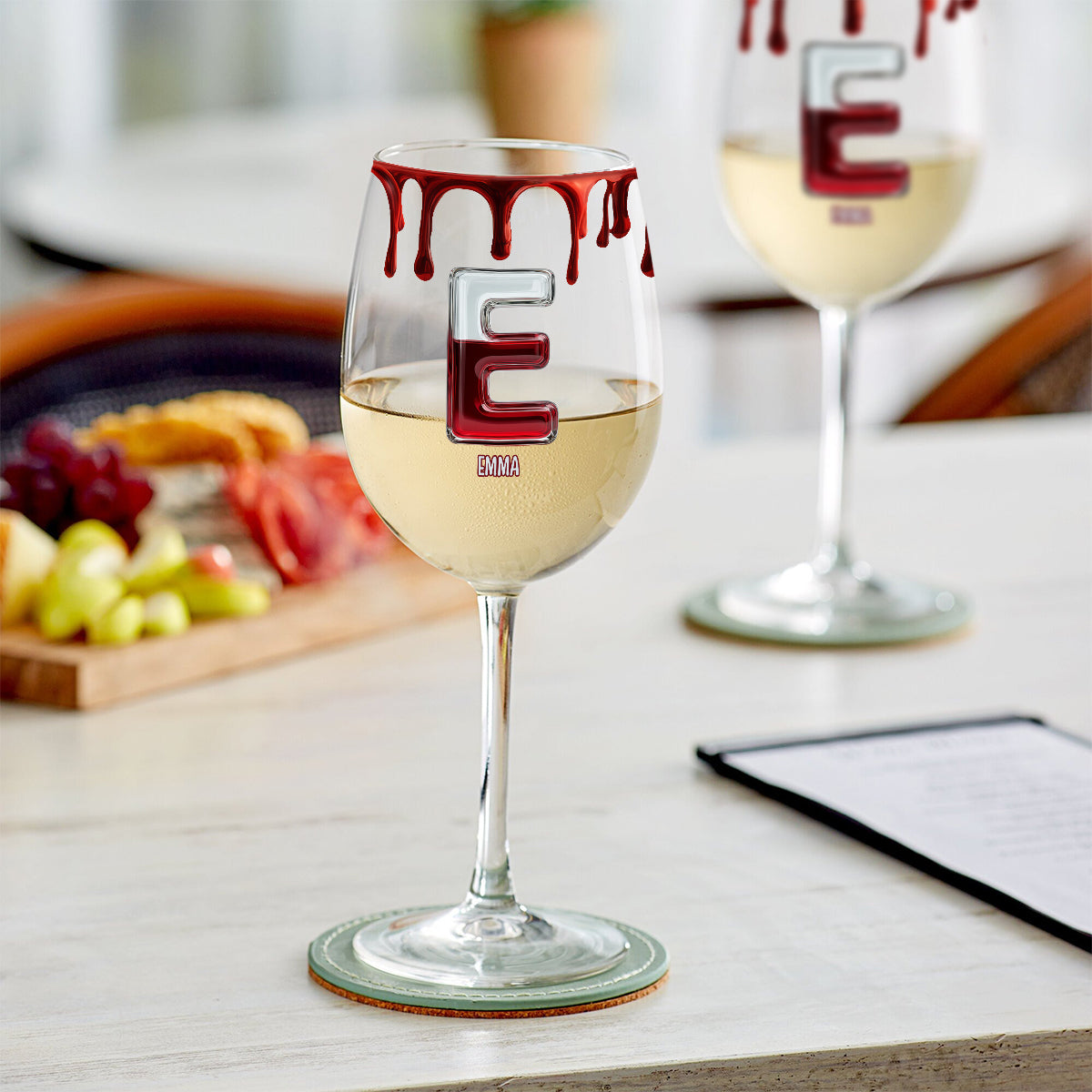 Verre à vin personnalisé avec initiales pour les amateurs de vin - Verre à vin à pied long