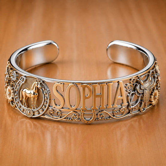 Just A Girl Who Loves Horses - Personalized Horse Shaped Cuff Bracelet