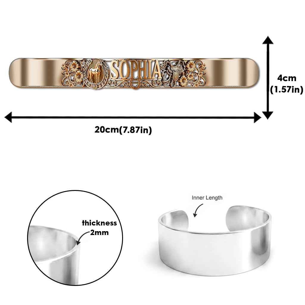 Just A Girl Who Loves Horses - Personalized Horse Shaped Cuff Bracelet