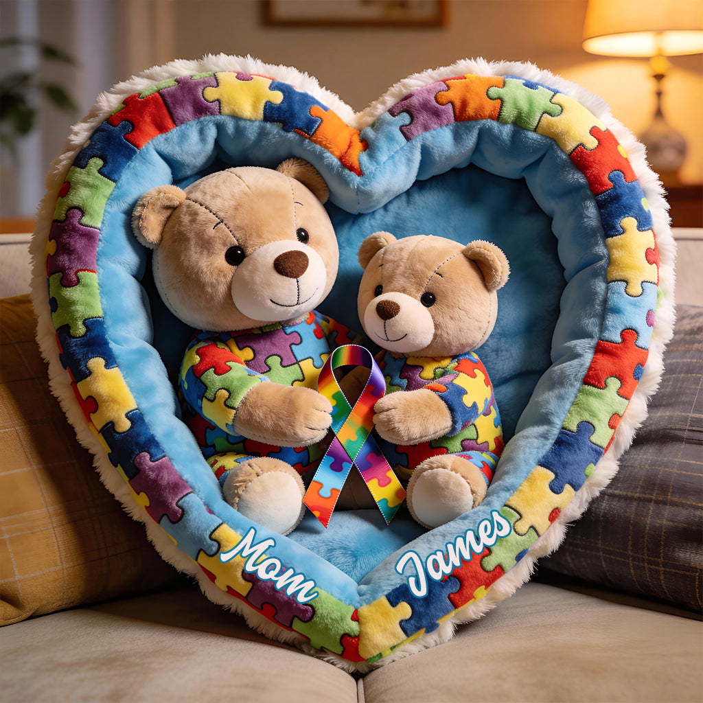 Strong Mama - Coussin en fausse fourrure personnalisé pour la sensibilisation à l'autisme