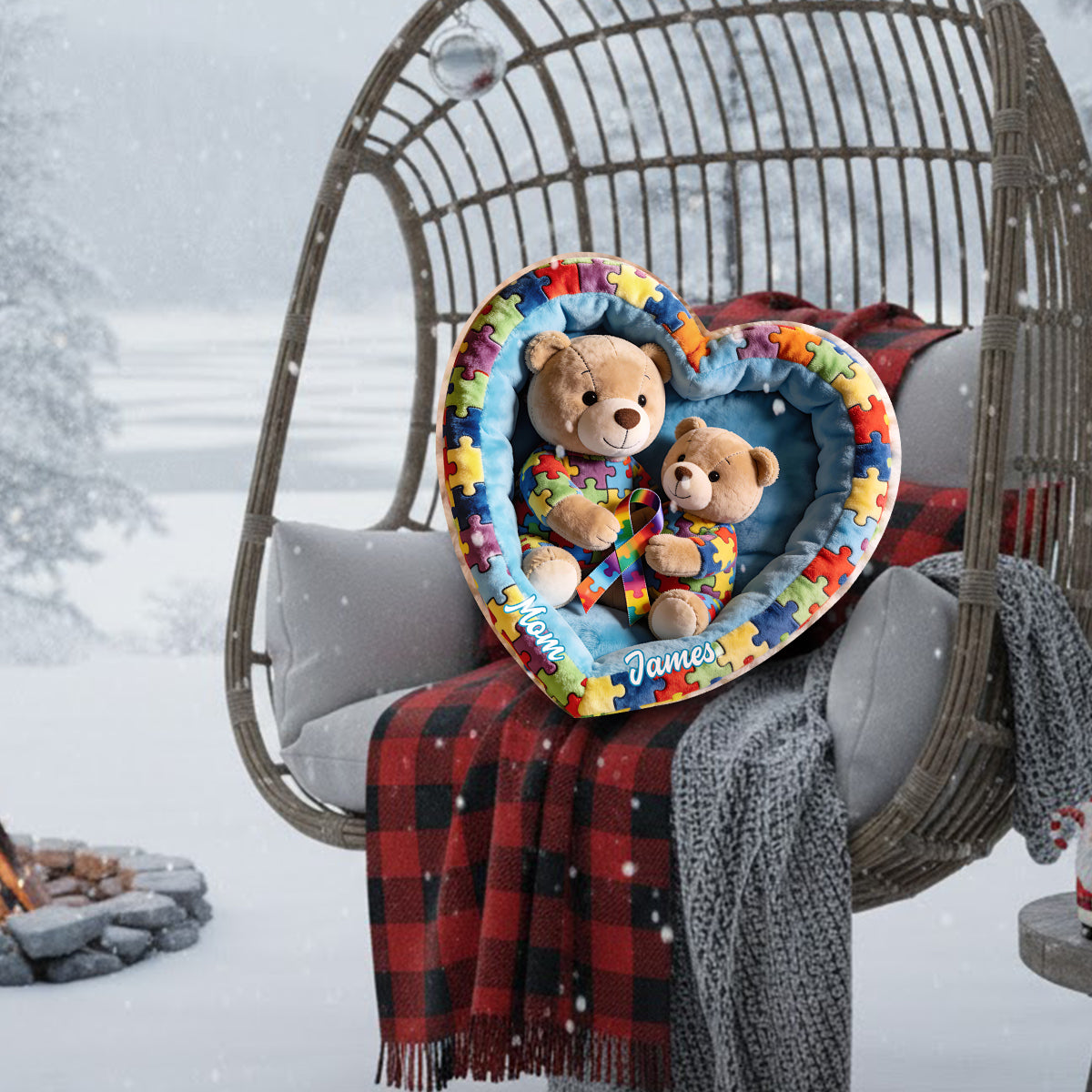 Strong Mama - Coussin en fausse fourrure personnalisé pour la sensibilisation à l'autisme