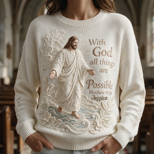 Avec Dieu, Tout Est Possible - Pull Chrétien Personnalisé