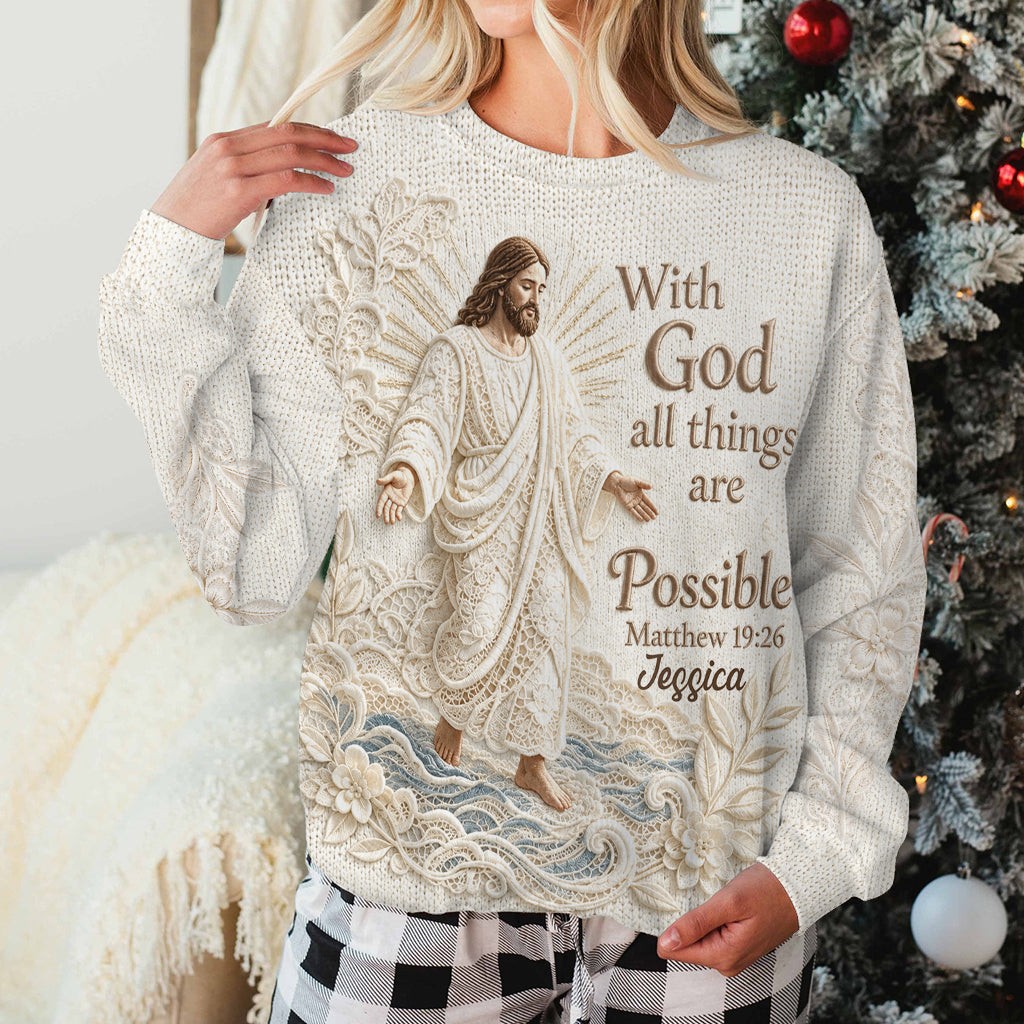 With God All Things Are Possible - Personalized Christian Ugly Sweater