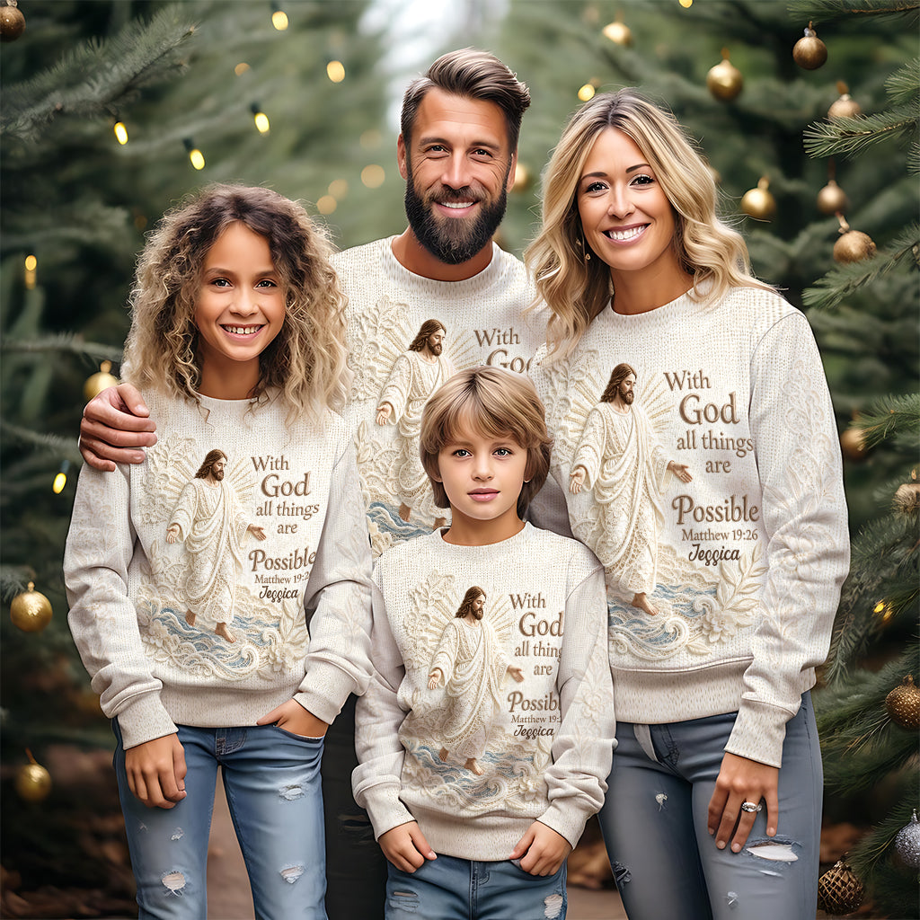 With God All Things Are Possible - Personalized Christian Ugly Sweater