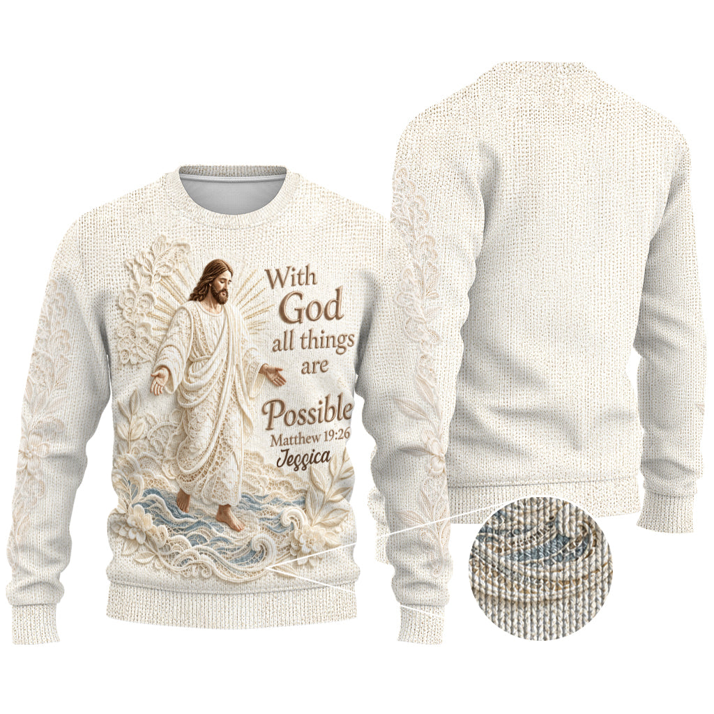 With God All Things Are Possible - Personalized Christian Ugly Sweater