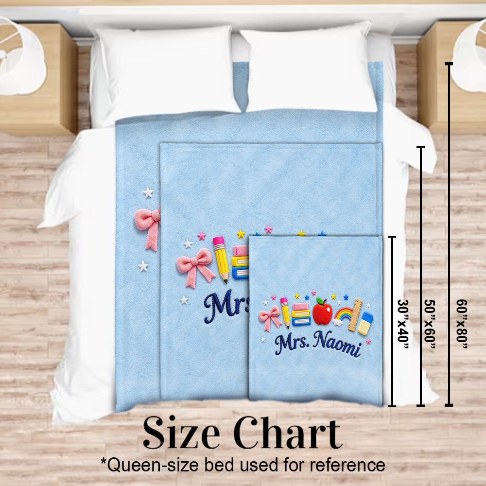 Kawaii School Teacher Gift Personalized - Personalized Teacher Blanket
