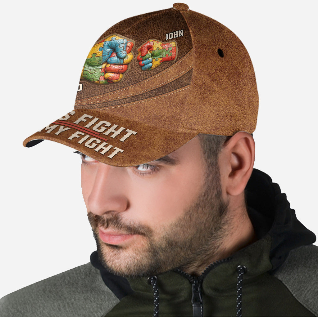 Son combat est mon combat - Casquette classique personnalisée pour la sensibilisation à l'autisme