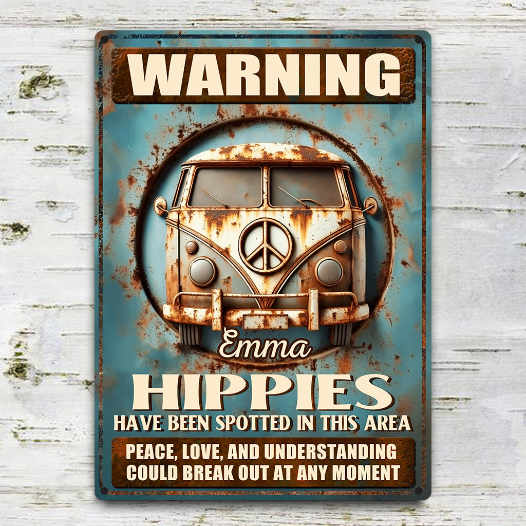 Peace, Love And Understanding - Personalized Hippie Rectangle Metal Sign