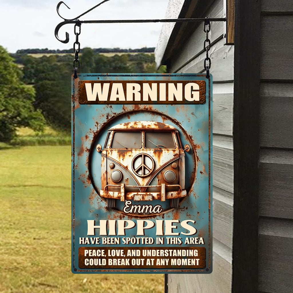 Peace, Love And Understanding - Personalized Hippie Rectangle Metal Sign