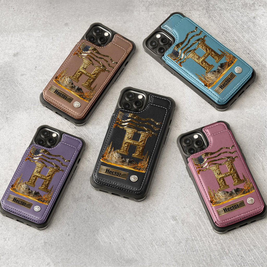 Name Initial Alphabet - Personalized Luxury Wallet Phone Case