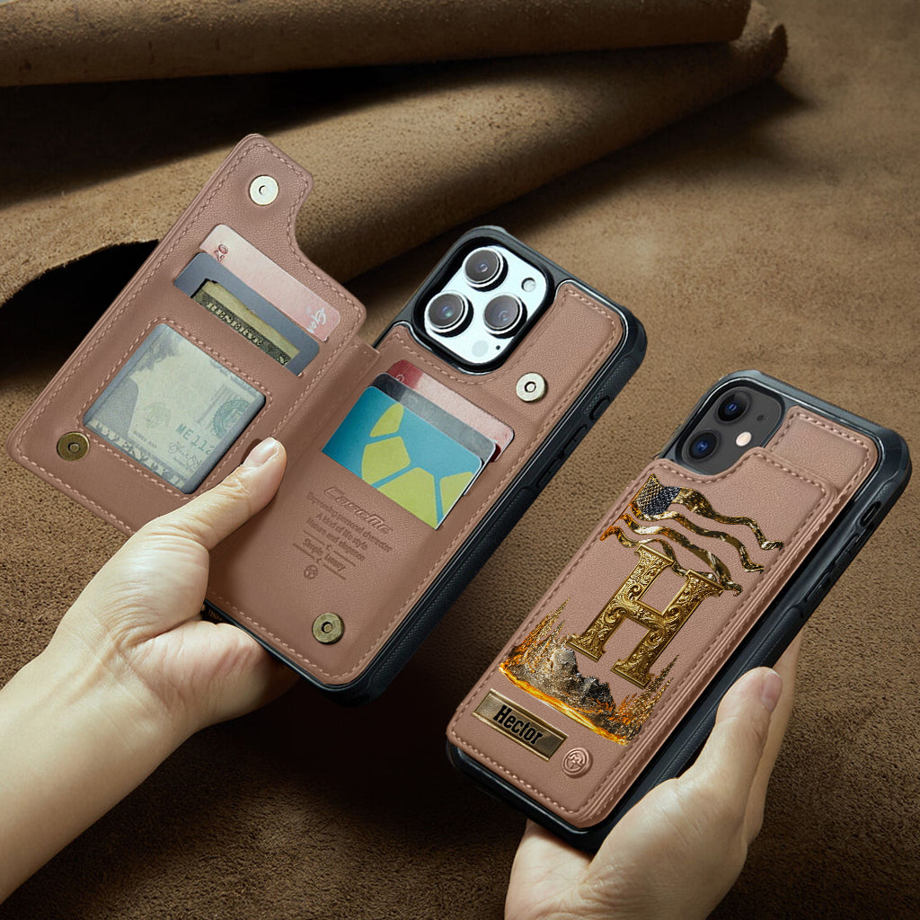 Name Initial Alphabet - Personalized Luxury Wallet Phone Case