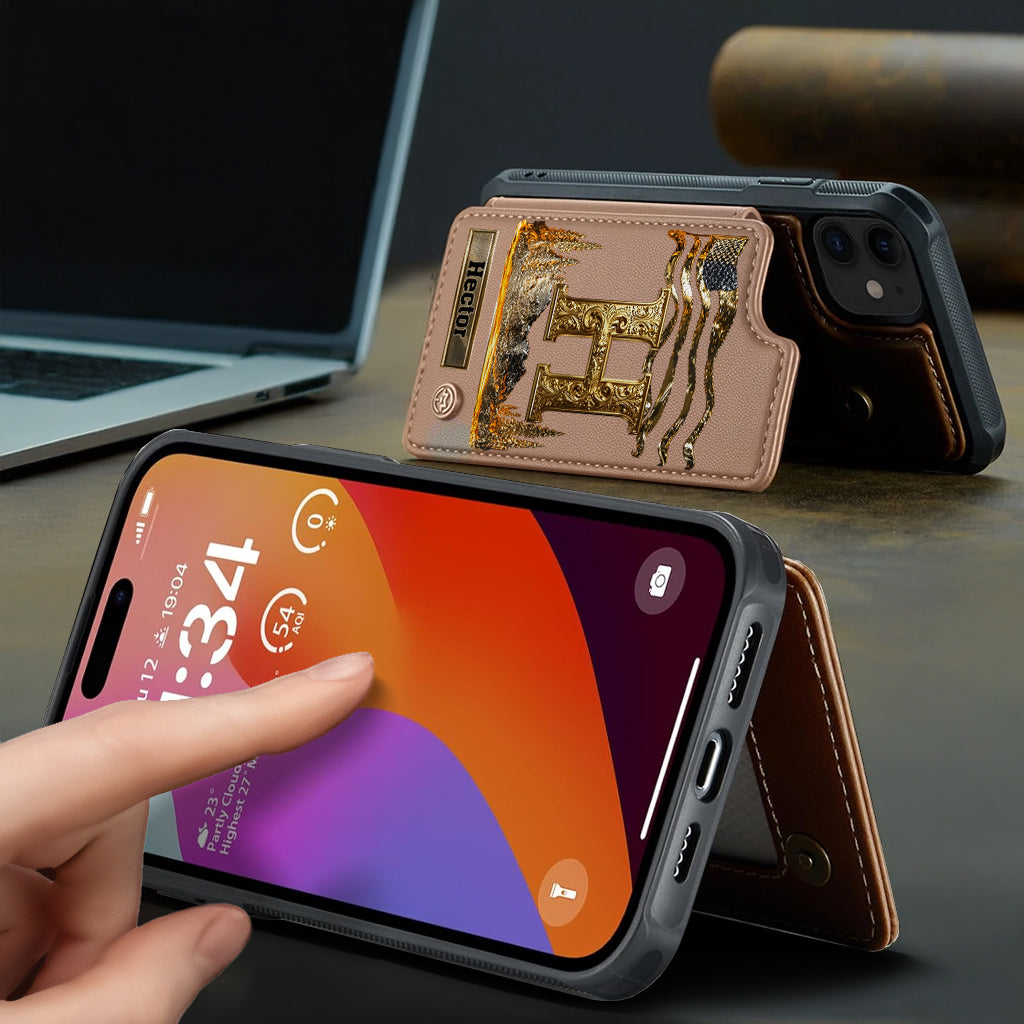 Name Initial Alphabet - Personalized Luxury Wallet Phone Case