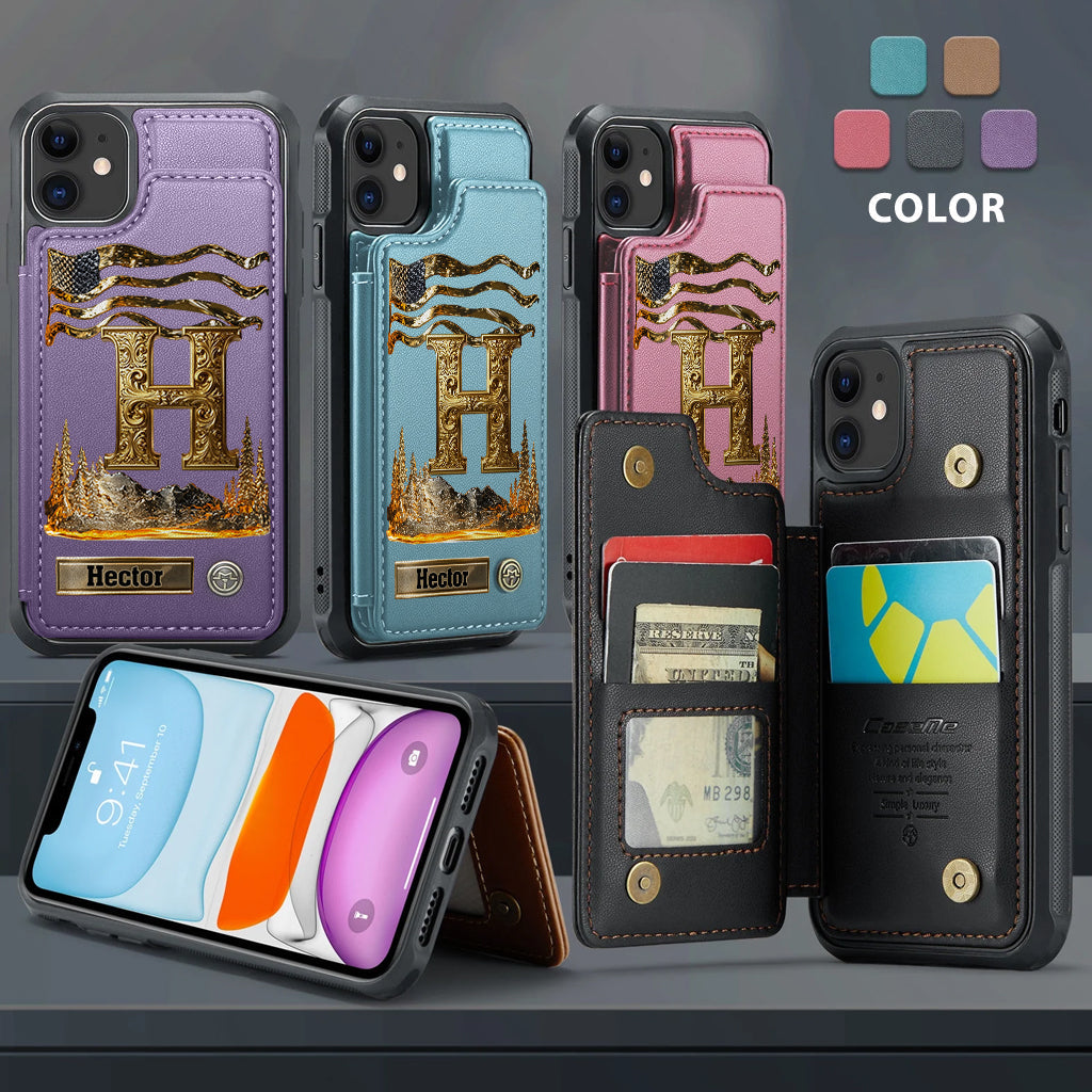 Name Initial Alphabet - Personalized Luxury Wallet Phone Case