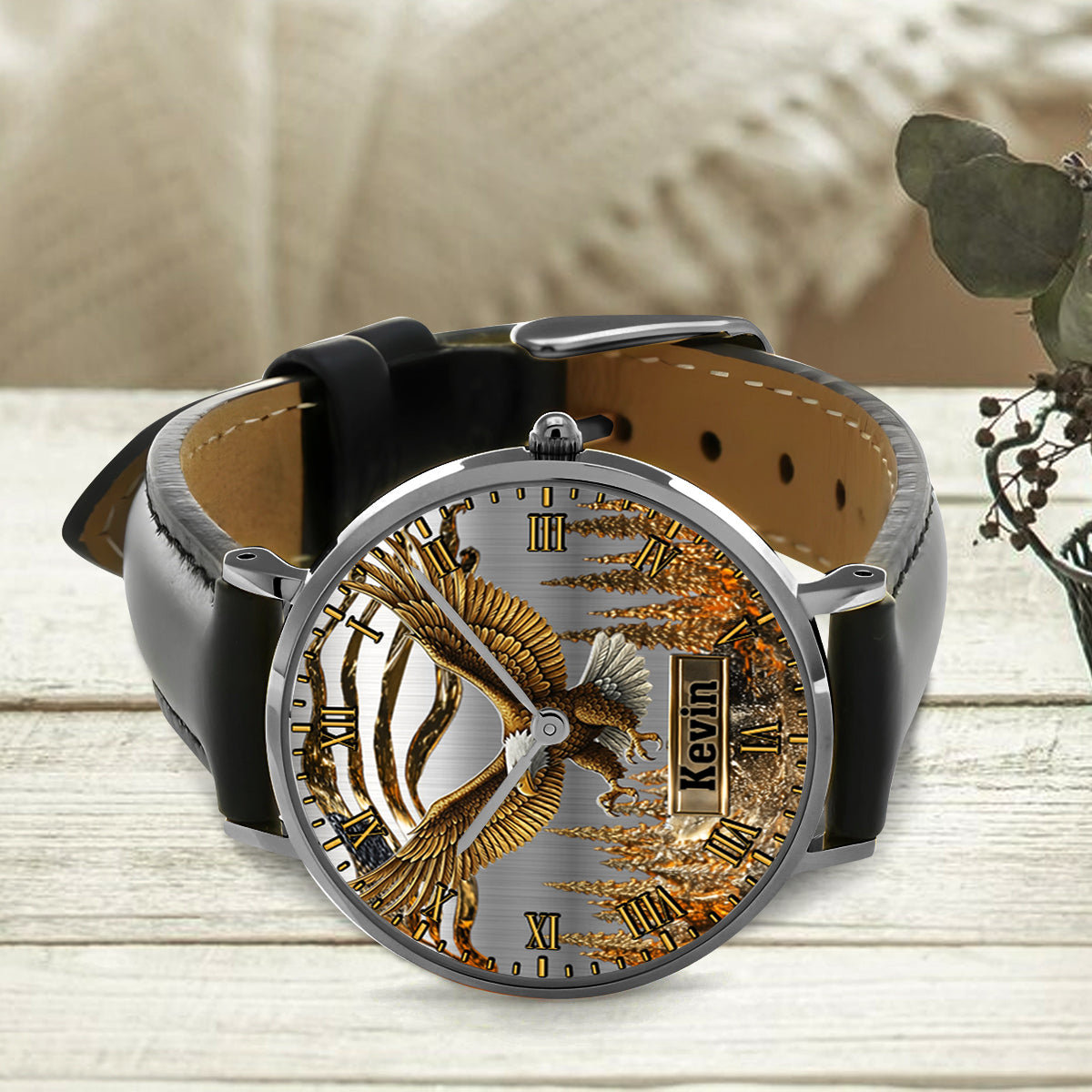 Montre-bracelet personnalisée Aigle à tête blanche Strong Eagle - Montre-bracelet Aigle à tête blanche