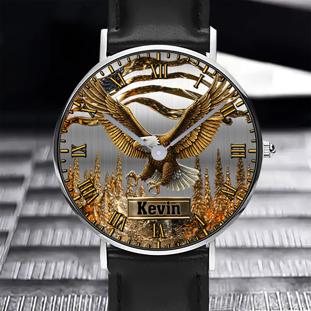 Montre-bracelet personnalisée Aigle à tête blanche Strong Eagle - Montre-bracelet Aigle à tête blanche