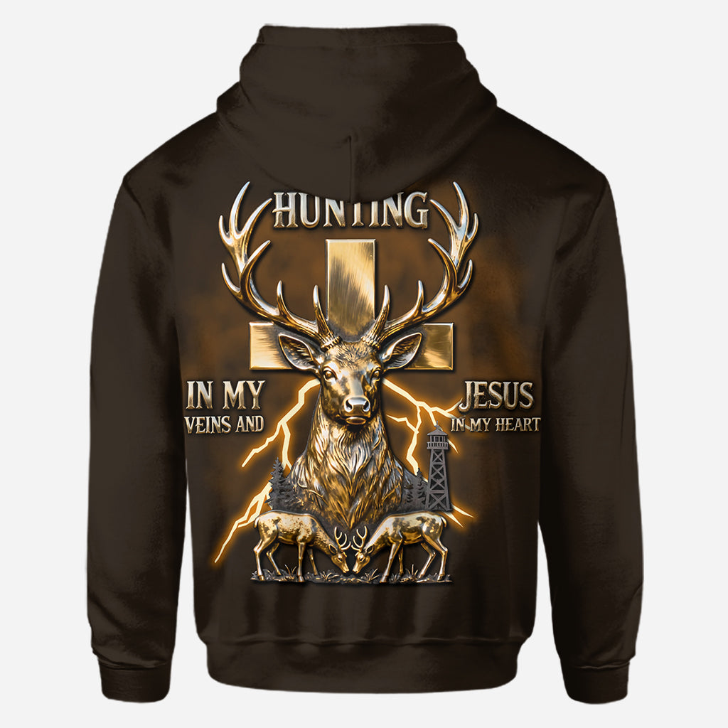 J'ai la chasse dans le sang et Jésus dans le cœur - T-shirt personnalisé « La chasse sur tout le corps »