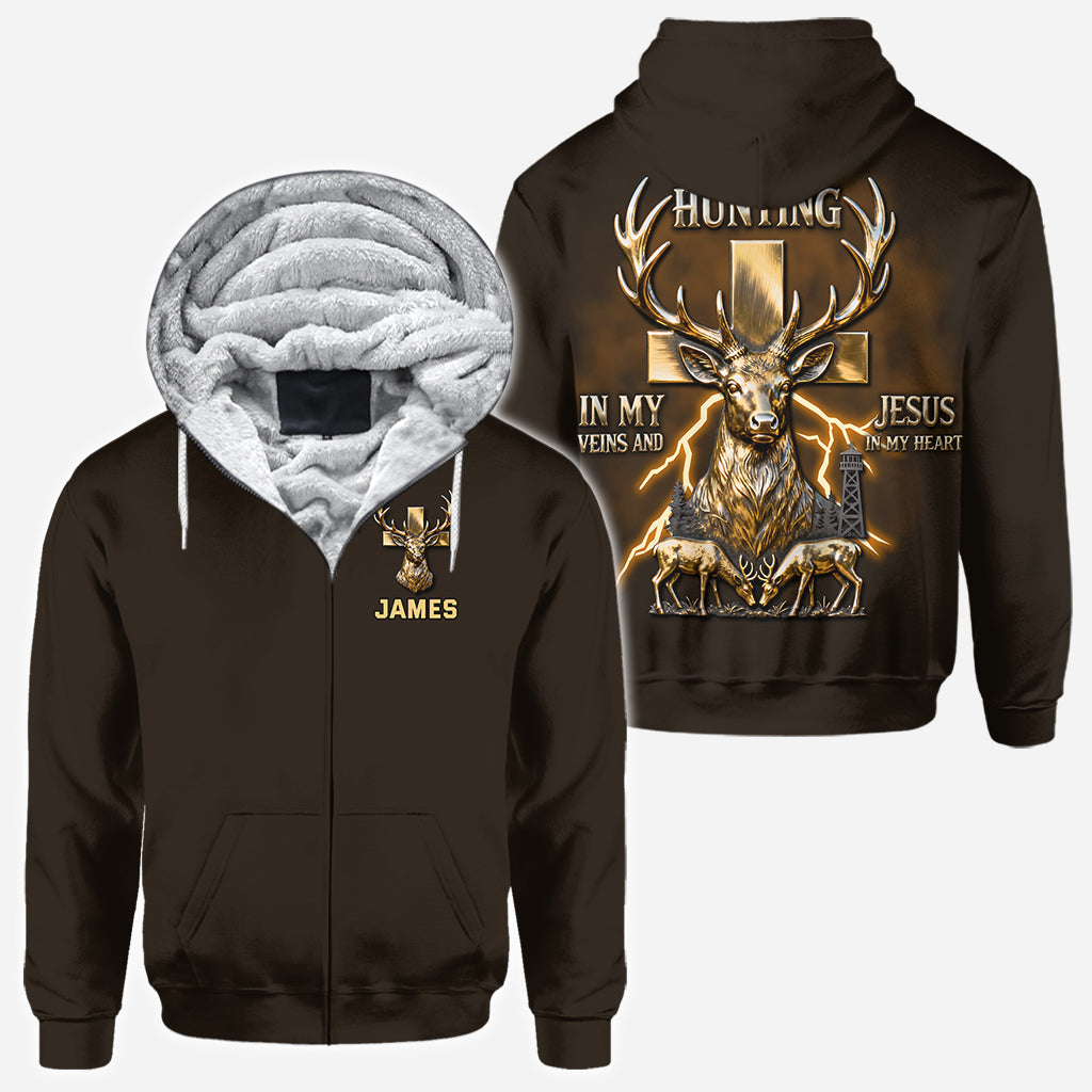J'ai la chasse dans le sang et Jésus dans le cœur - T-shirt personnalisé « La chasse sur tout le corps »