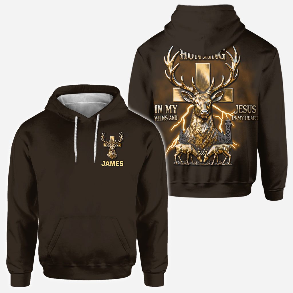J'ai la chasse dans le sang et Jésus dans le cœur - T-shirt personnalisé « La chasse sur tout le corps »