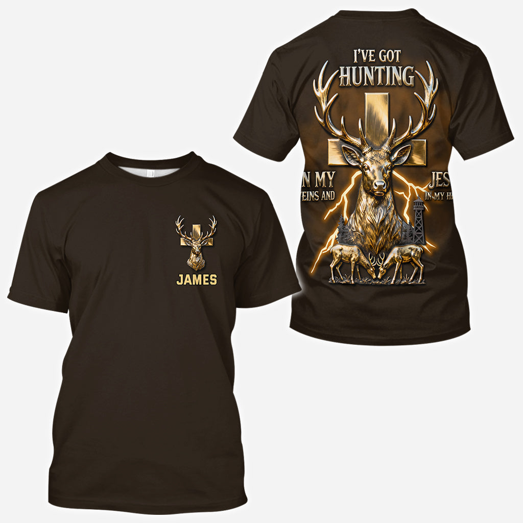 J'ai la chasse dans le sang et Jésus dans le cœur - T-shirt personnalisé « La chasse sur tout le corps »