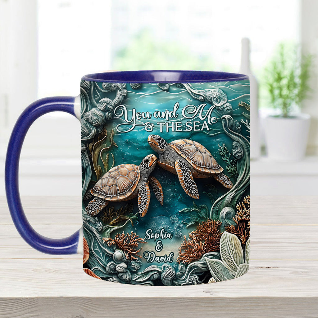 You And Me And The Sea - Personalized Turtle Accent Mug