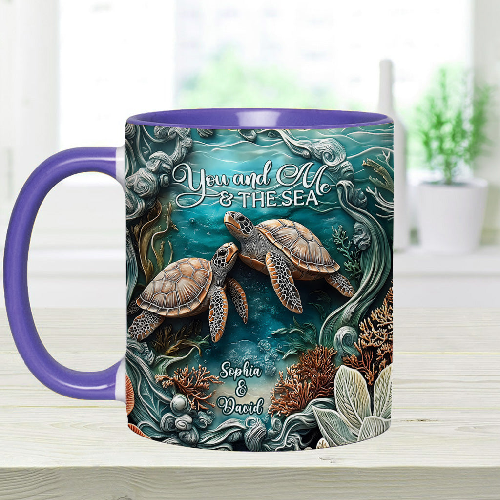 You And Me And The Sea - Personalized Turtle Accent Mug
