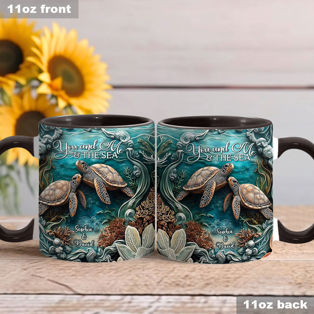 You And Me And The Sea - Personalized Turtle Accent Mug