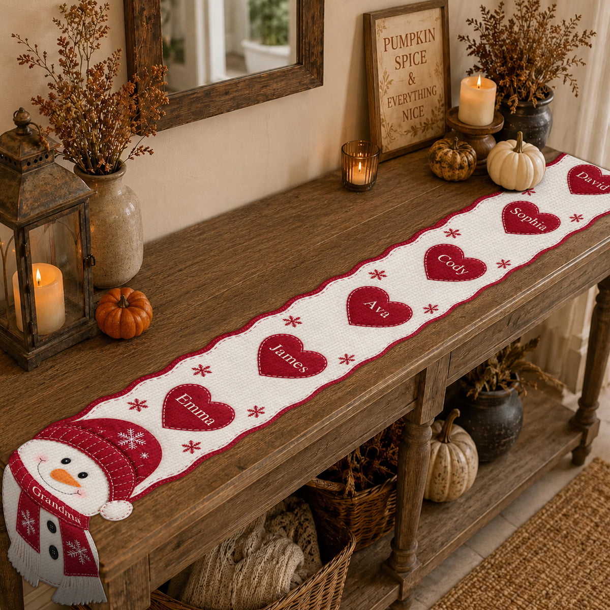 Grandma/Mama Sweethearts - Personalized Grandma Custom Shape Table Runner