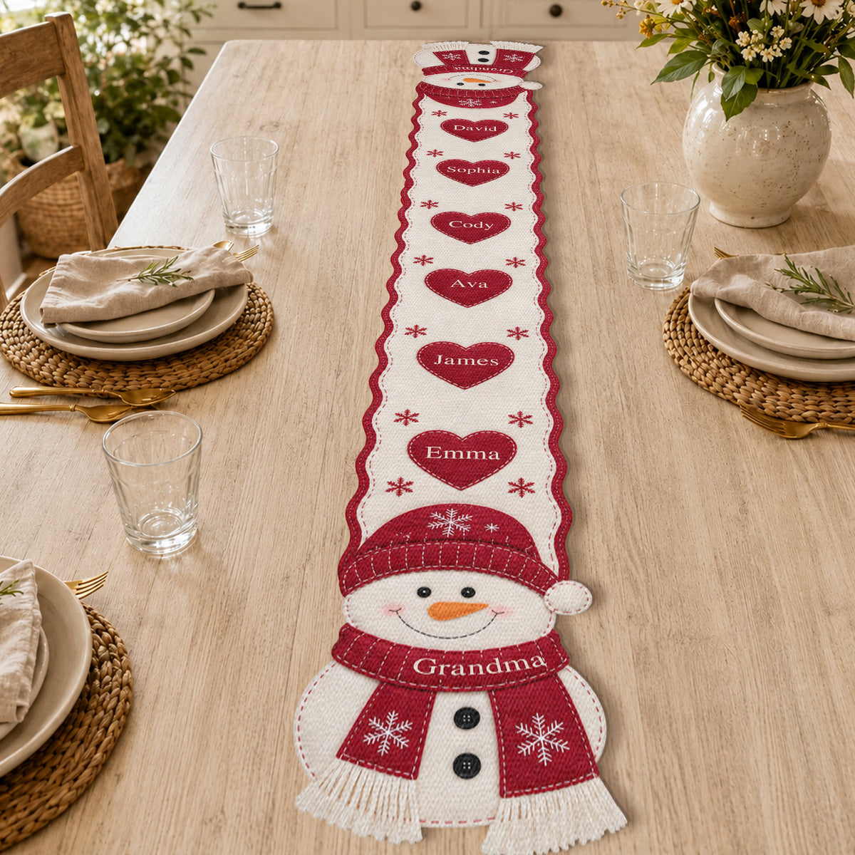 Grandma/Mama Sweethearts - Personalized Grandma Custom Shape Table Runner
