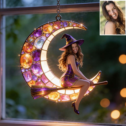 Belle Sorcière, Lune Croissante - Enseigne LED Acrylique Personnalisée