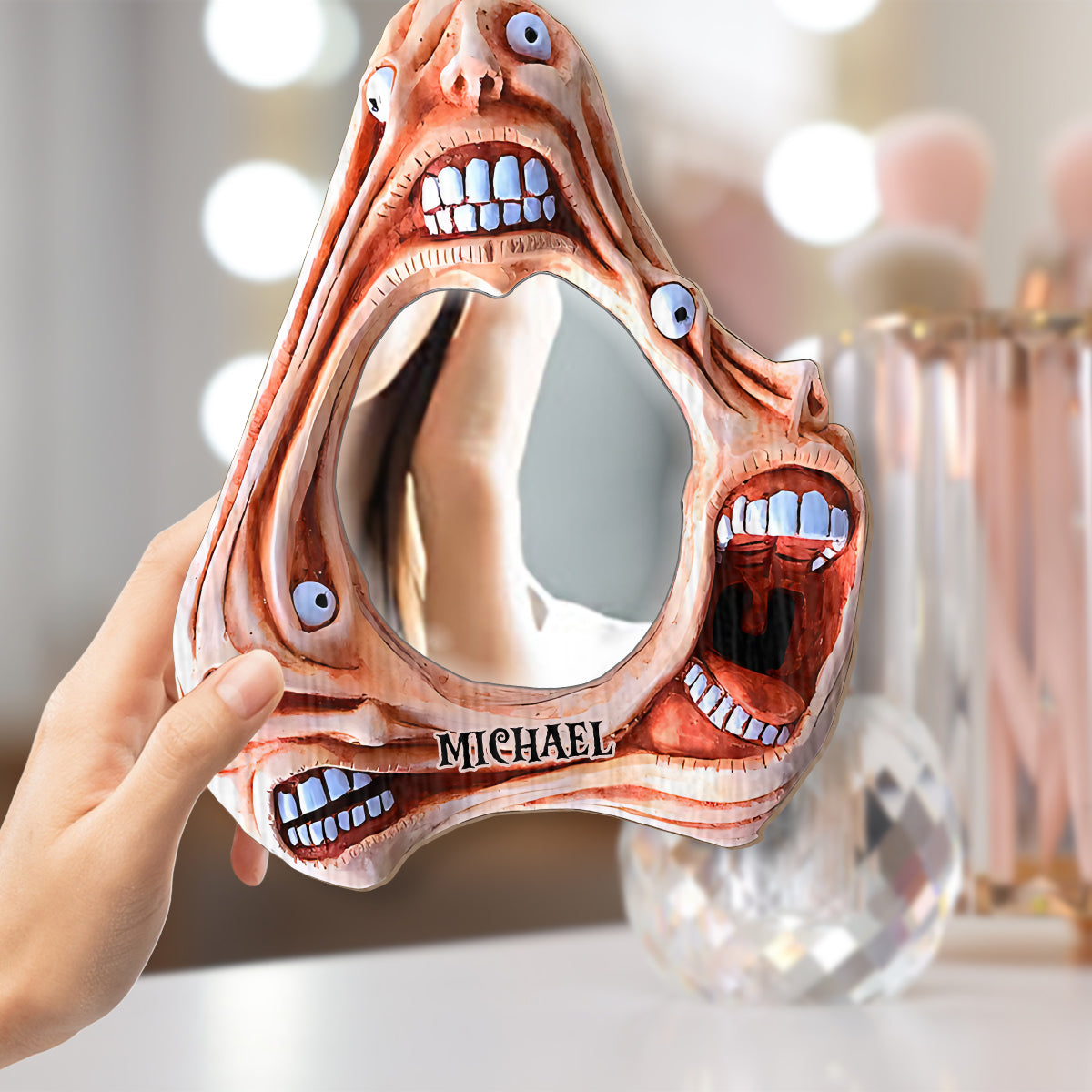 Miroir mural d'Halloween personnalisé avec des visages effrayants